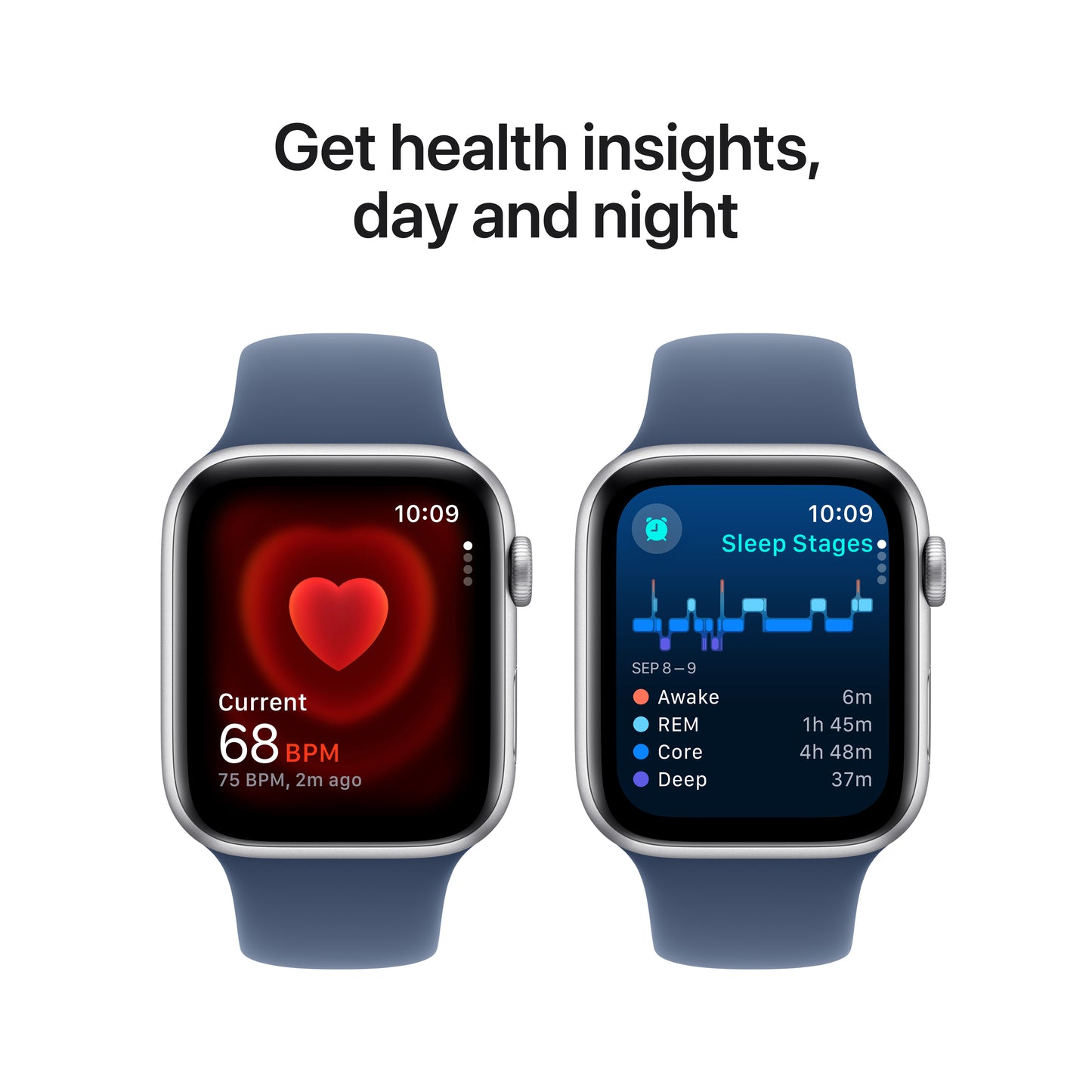 Apple Watch SE (2ème gén) • 44mm Argent • Bracelet Sport Denim S/M
