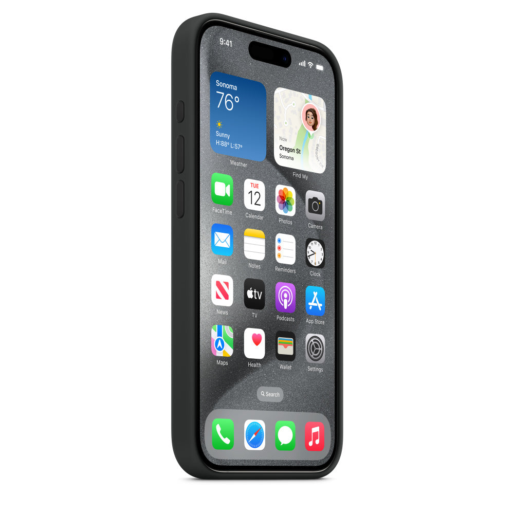 Apple • Coque en silicone avec MagSafe pour iPhone 15 Pro • Noir
