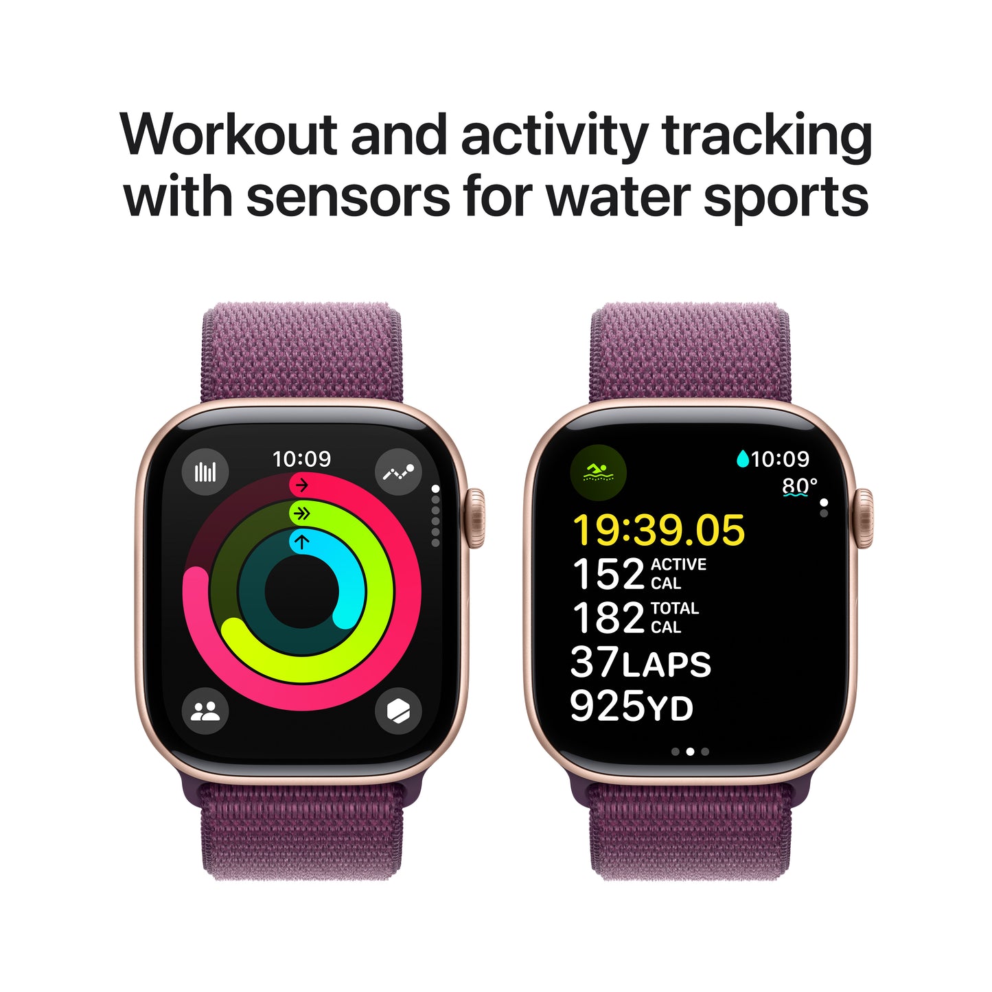 Apple Watch Series 10 • 46mm Or Rose • Boucle Sport Prune