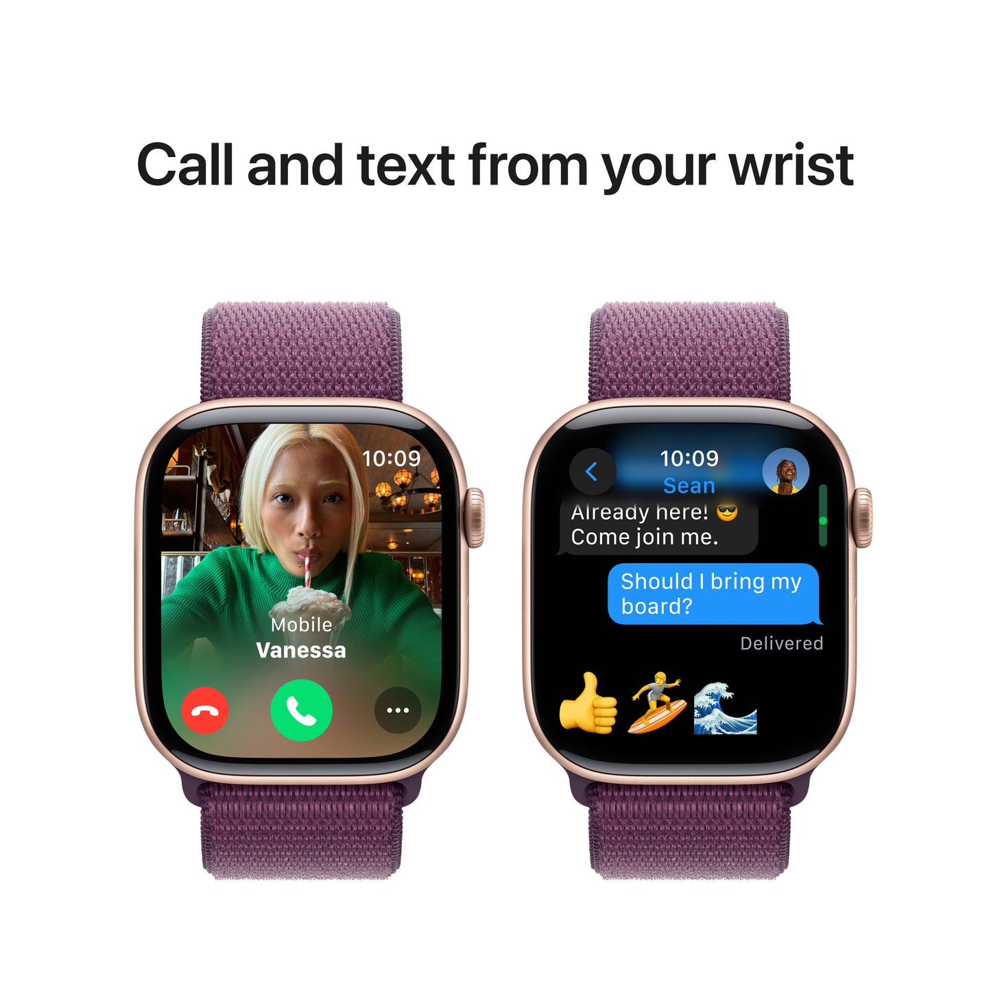 Apple Watch Series 10 • 46mm Or Rose • Boucle Sport Prune