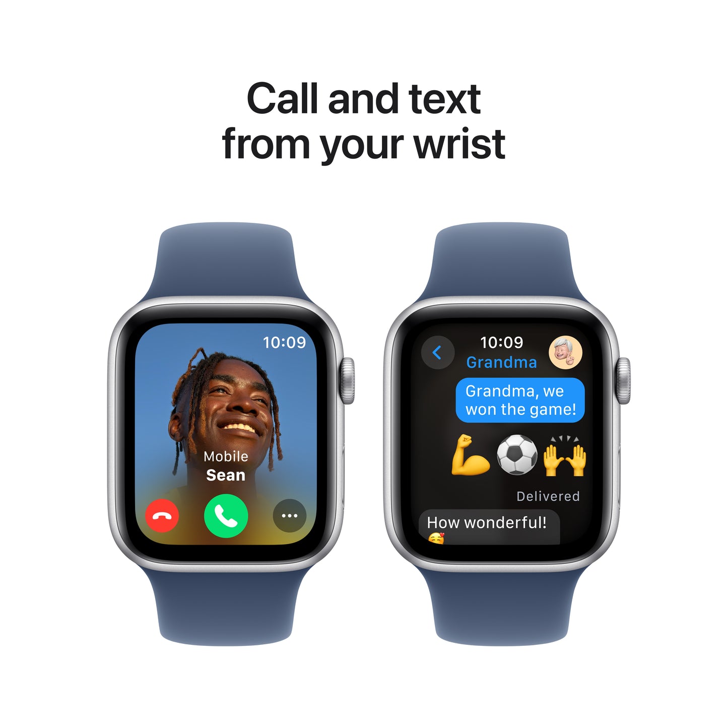 Apple Watch SE (2ème gén) • 44mm Argent • Bracelet Sport Denim M/L