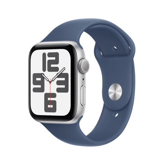 Apple Watch SE (2ème gén) • 44mm Argent • Bracelet Sport Denim M/L