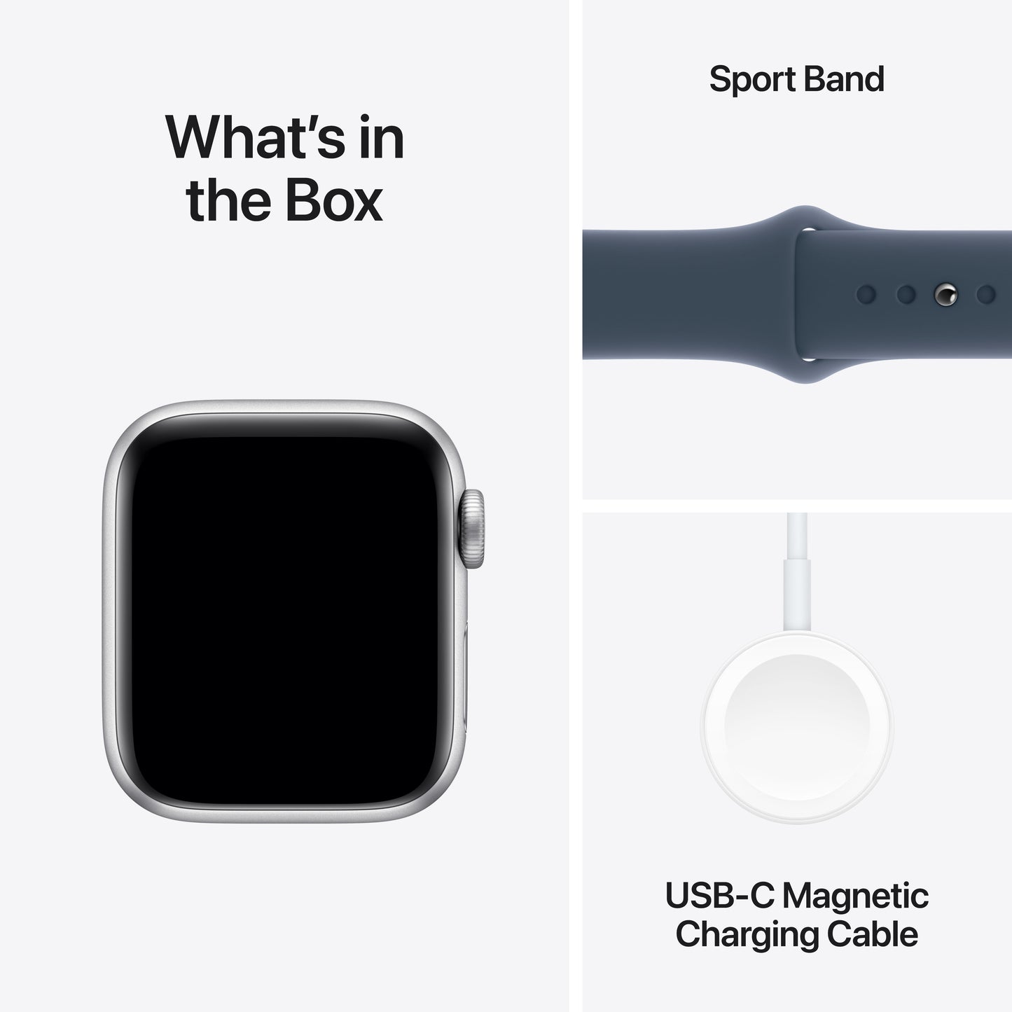 Apple Watch SE (2ème gén) • Alu 40mm Argent • Bracelet Sport Bleu Orage M/L