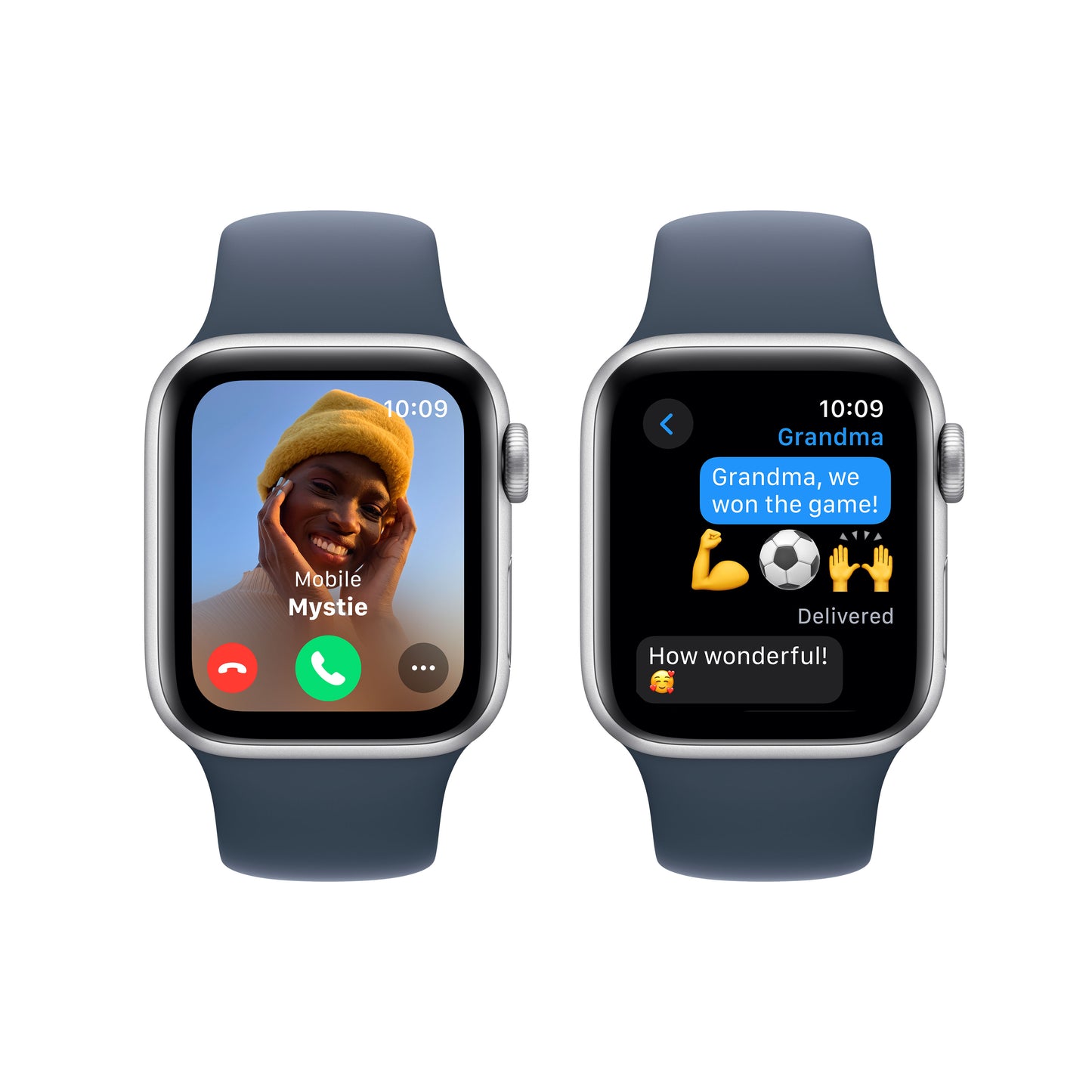 Apple Watch SE (2ème gén) • Alu 40mm Argent • Bracelet Sport Bleu Orage M/L