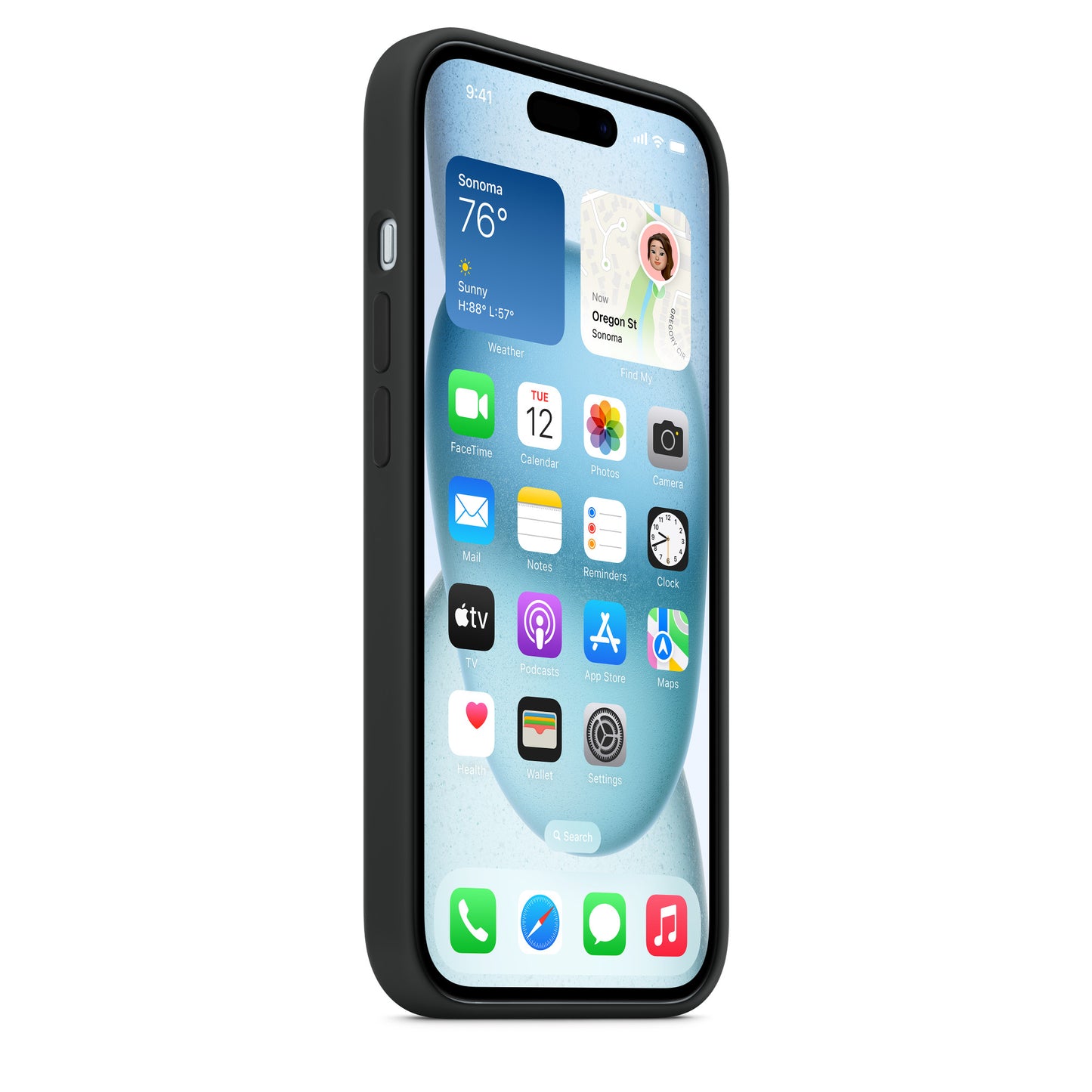 Apple • Coque en silicone avec MagSafe pour iPhone 15 • Noir