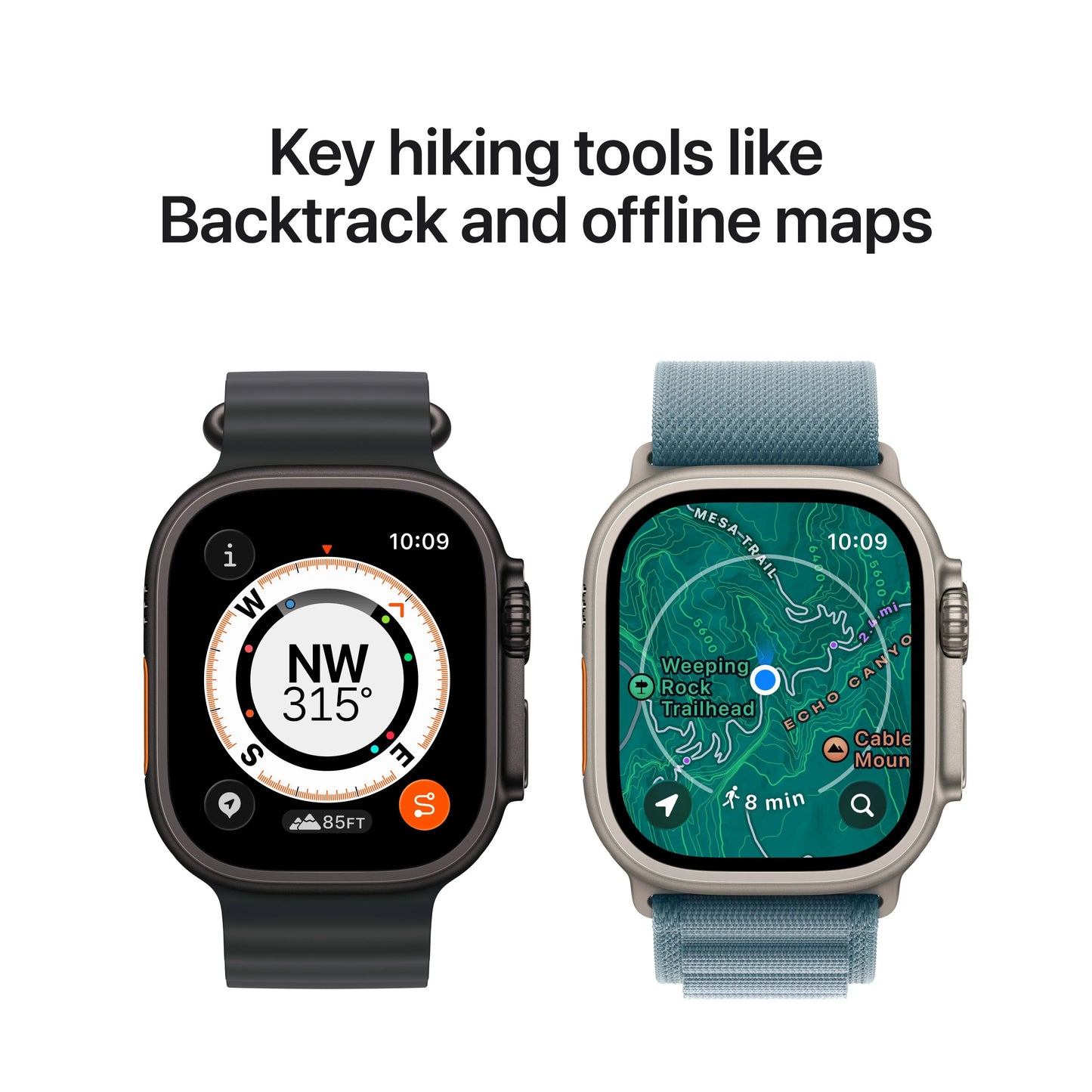 Apple • Apple Watch Ultra 3 • Titane naturel • Bracelet Ocean Bleu maritime