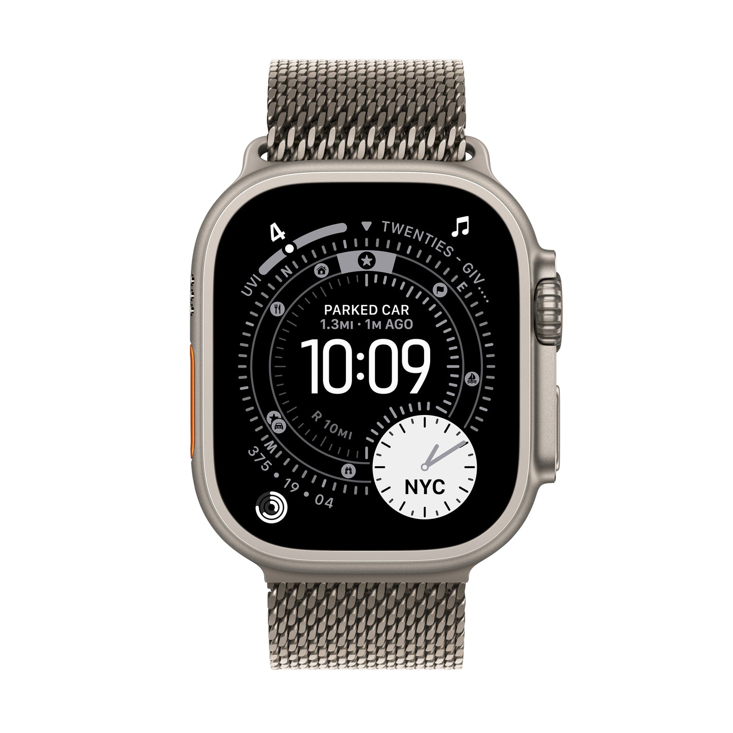 Apple • Apple Watch Ultra 3 • Titane naturel • Bracelet Milanais naturel (S)