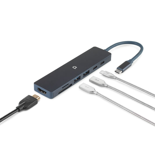 Lineheart • Stream Hub USB-C 7-en-1 pour MacBook Neo • Indigo