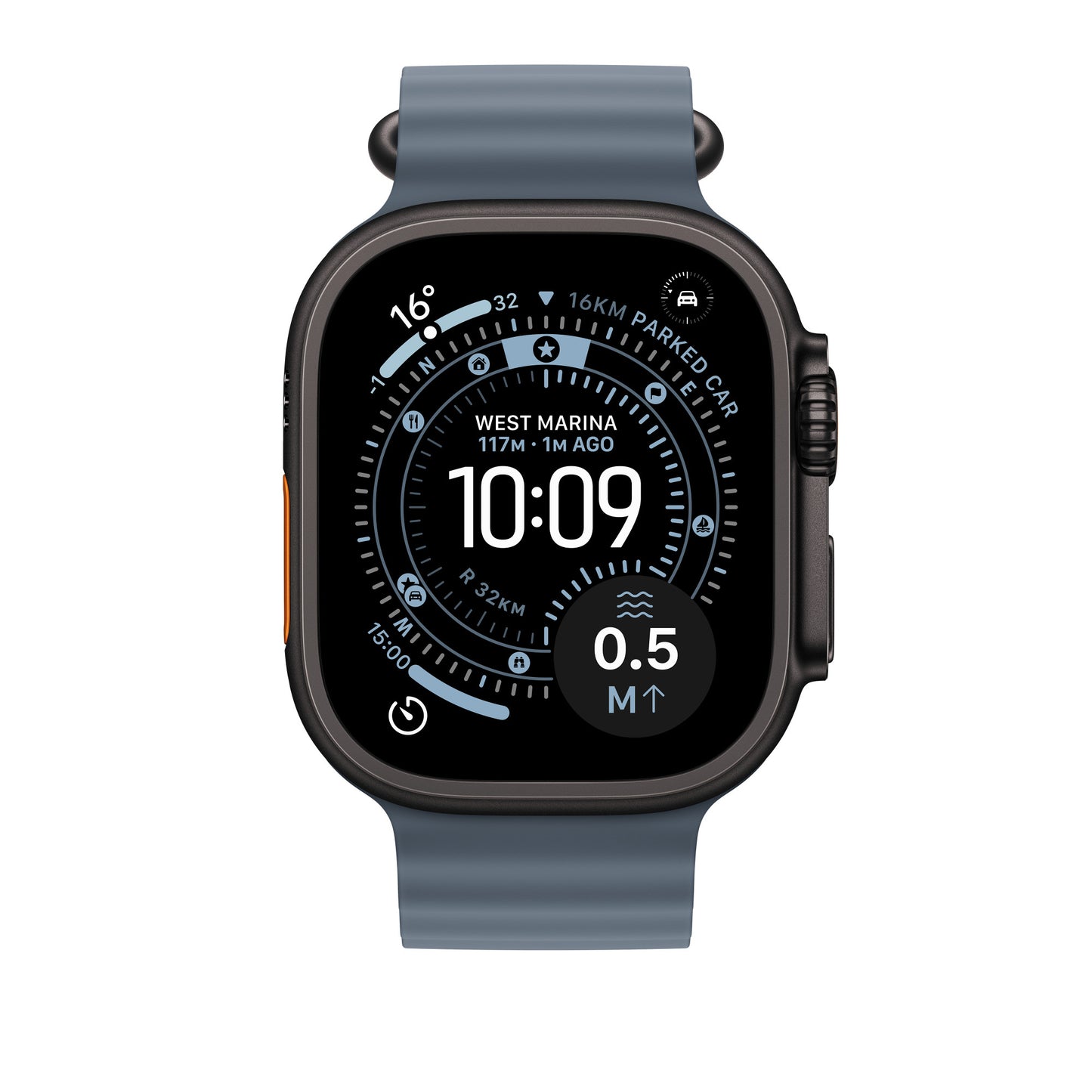 Apple Bracelet Océan • 49mm • Noir • Bleu Maritime