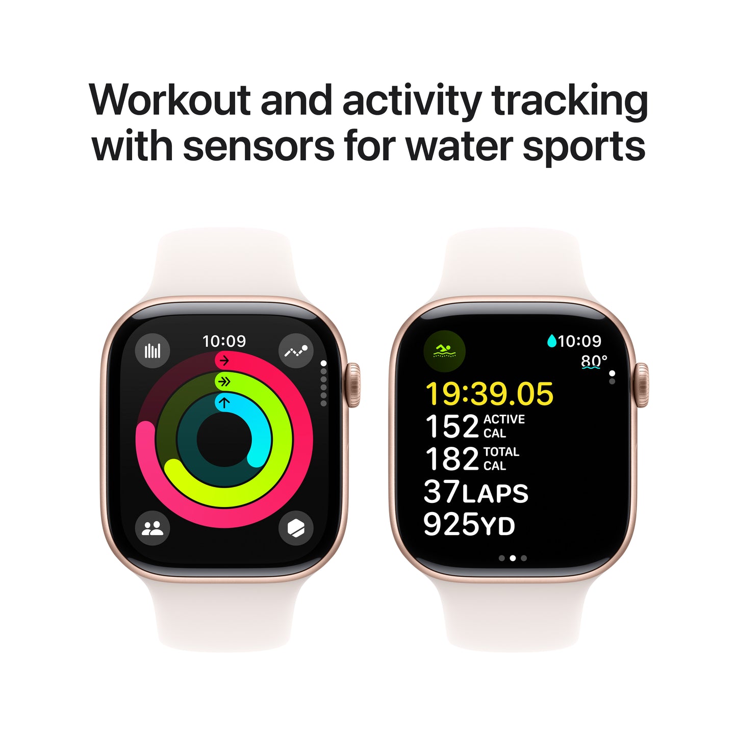 Apple Watch Series 10 • 46mm Rose Gold • Bracelet Sport Rose Tendre • S/M