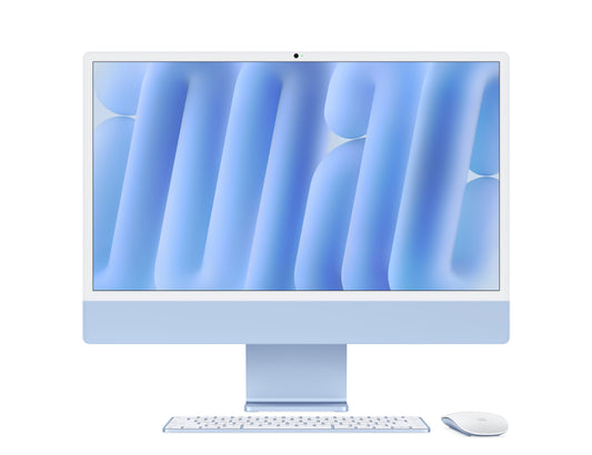 iMac 24 pouces avec écran Retina 4,5K: Puce Apple M4 avec CPU 10 cœurs et GPU 10 cœurs, 256 Go SSD - Bleu