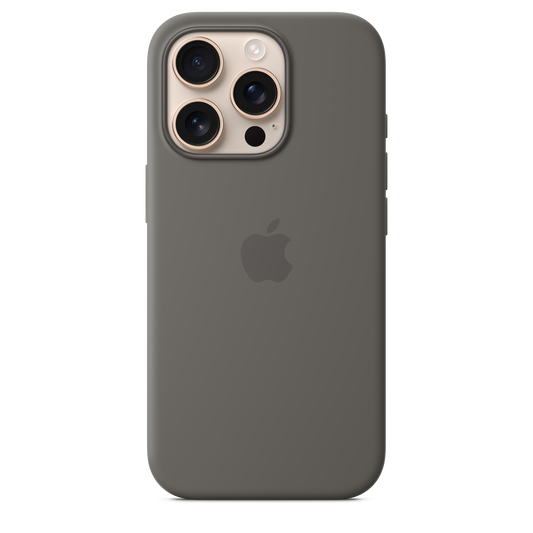 Coque en silicone avec MagSafe pour iPhone 16 Pro - Gris minéral