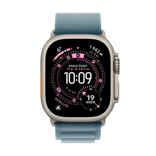 Apple Watch Ultra 3 GPS + Cellular, Boîtier en titane naturel de 49 mm, Boucle Alpine bleu clair - Medium
