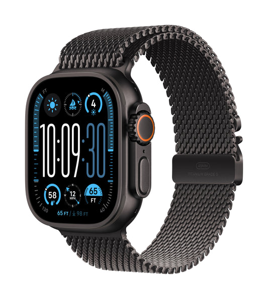 Apple Watch Ultra 2 • Noir • 49 mm • Bracelet Milanais Noir • S