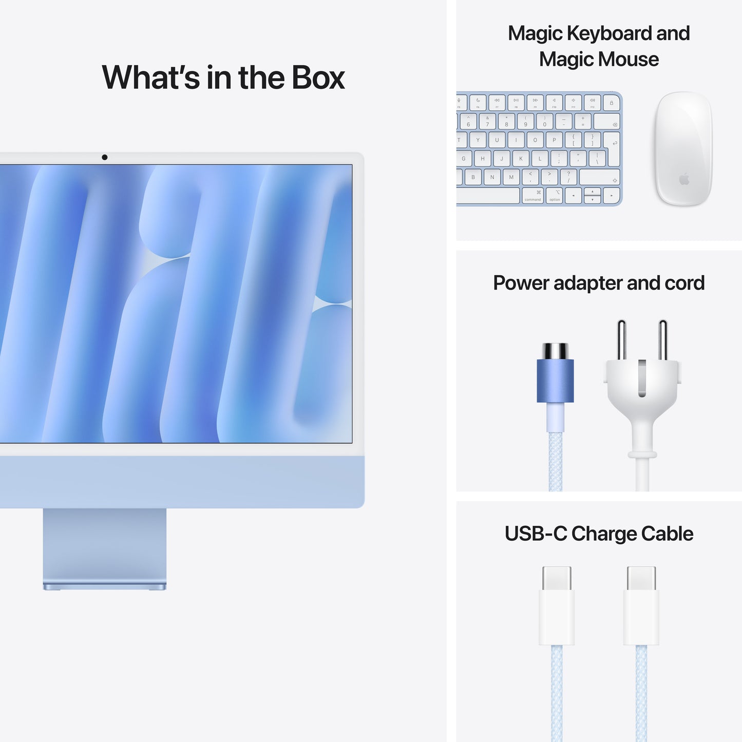 iMac 24" M4 10C/16GB/256GB/GPU10C/Gbit • Suisse-Français • Touch Num • Bleu