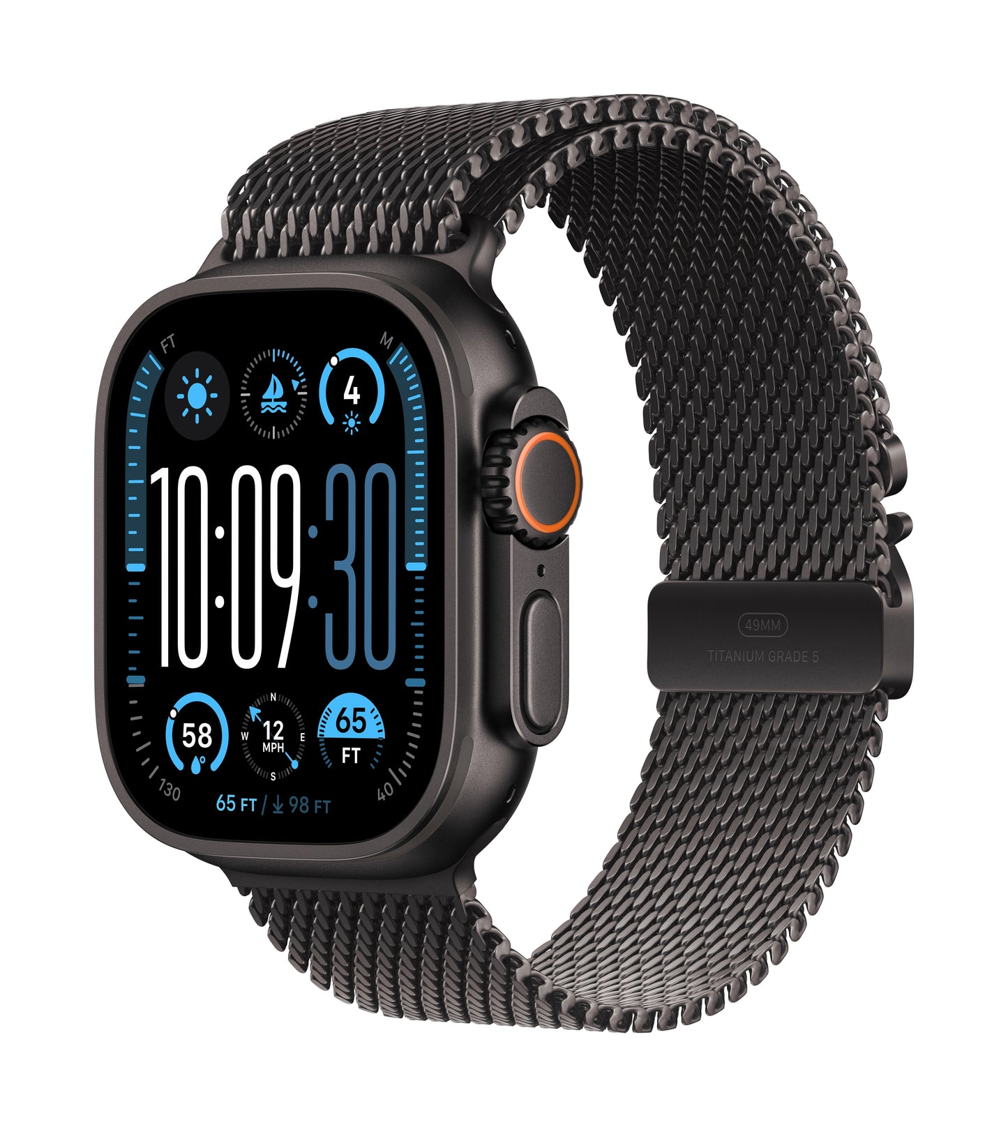 Apple Watch Ultra 2 • Noir • 49 mm • Bracelet Milanais Noir • M