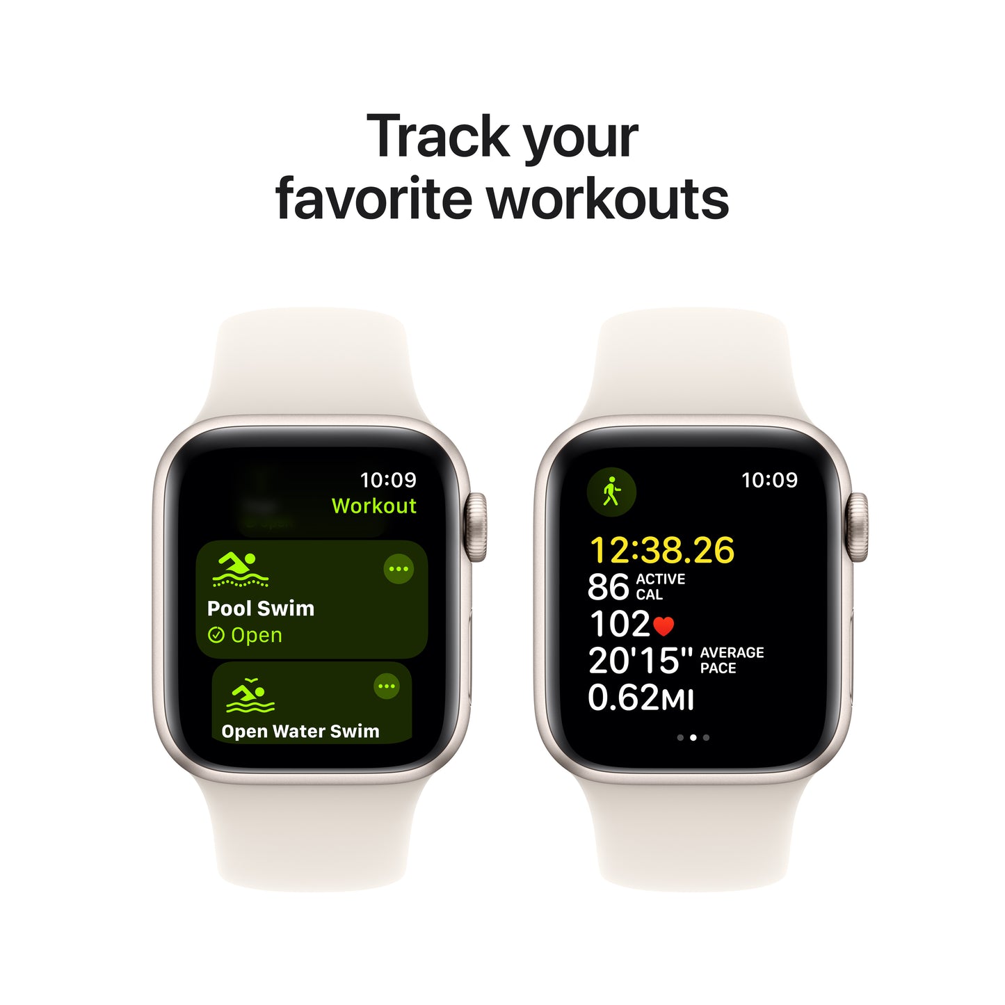 Apple Watch SE (2ème gén) • Alu 40mm Lumière Stellaire • Bracelet Sport lumière stellaire S/M