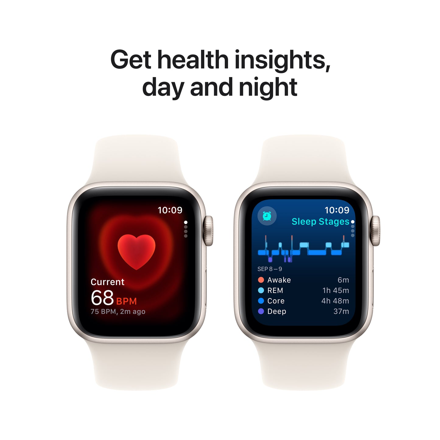 Apple Watch SE (2ème gén) • Alu 40mm Lumière Stellaire • Bracelet Sport lumière stellaire S/M