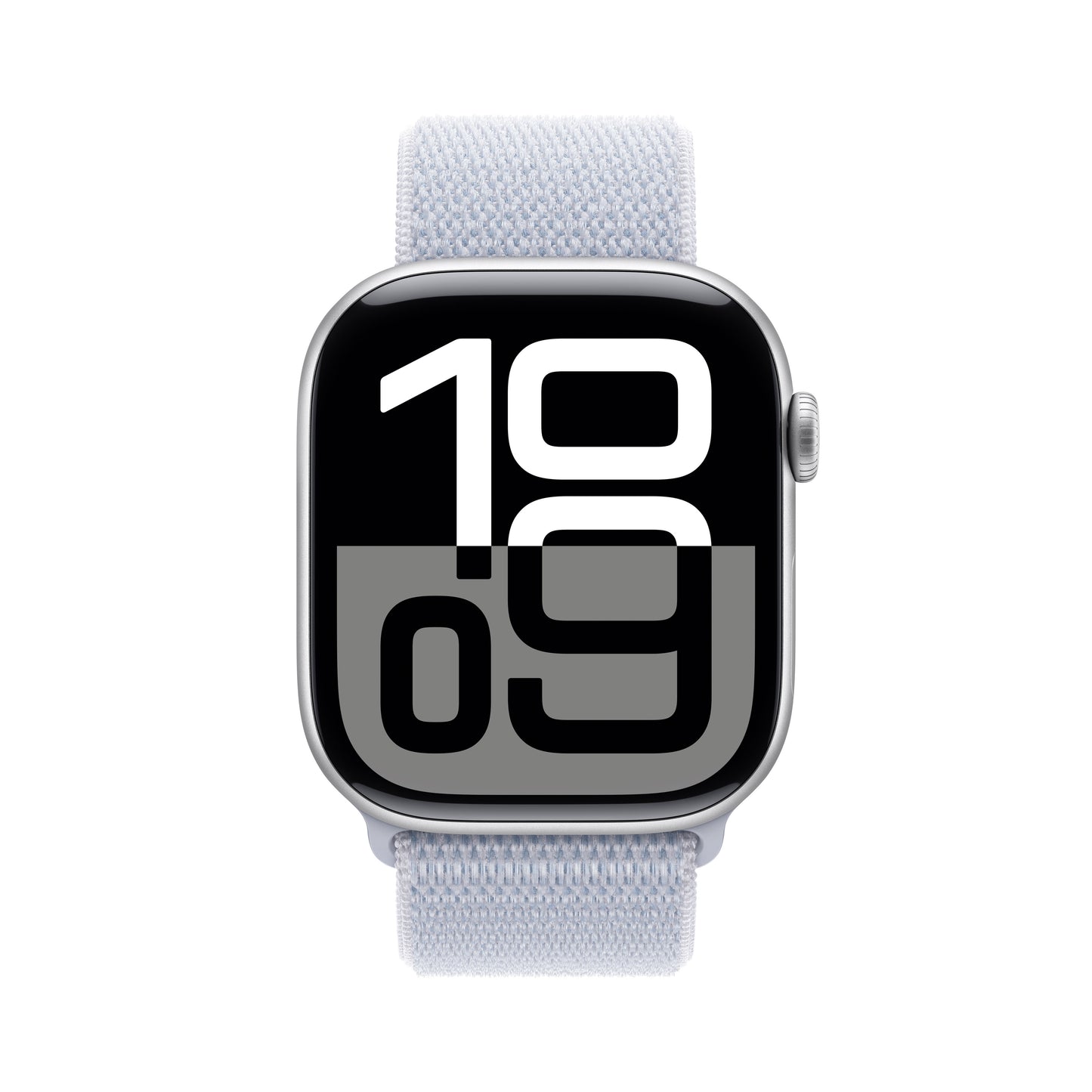 Apple Watch Series 10 • 46mm Silver • Boucle Sport Nuée bleue