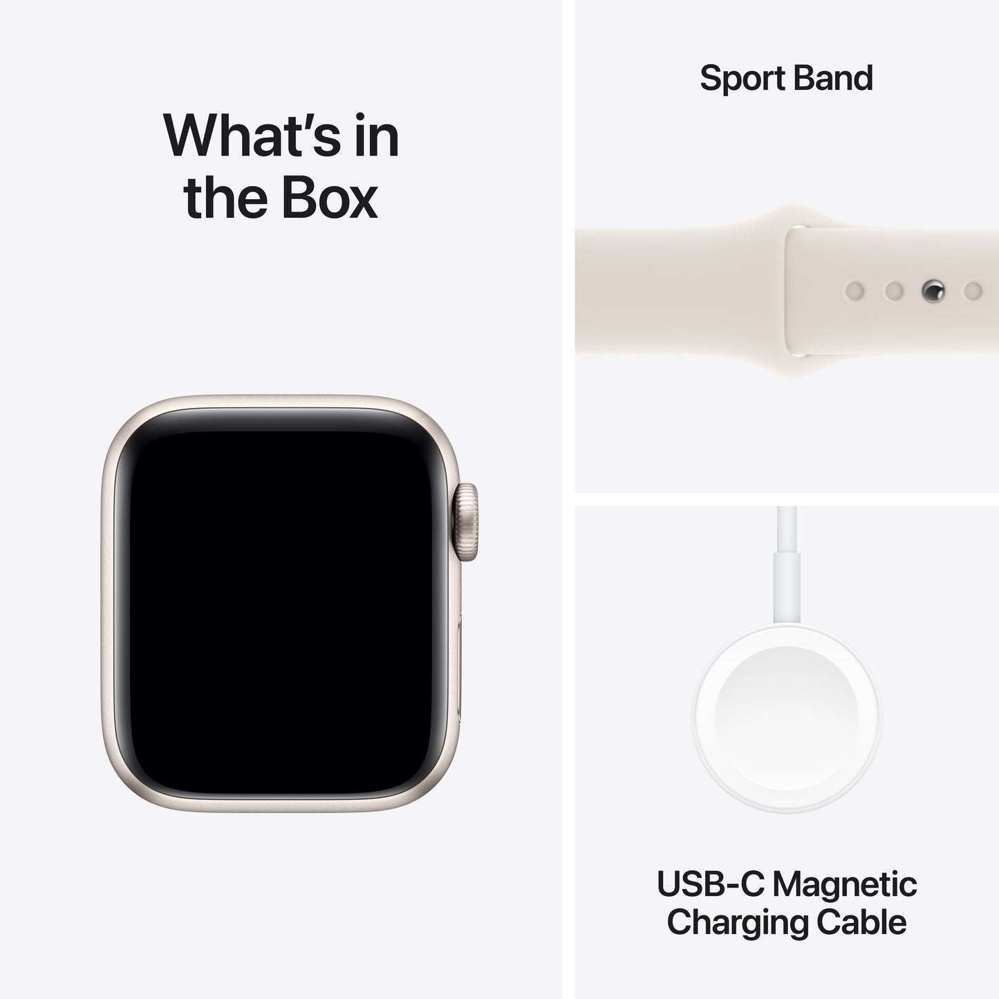 Apple Watch SE (2ème gén) • Alu 40mm Lumière Stellaire • Bracelet Sport lumière stellaire S/M