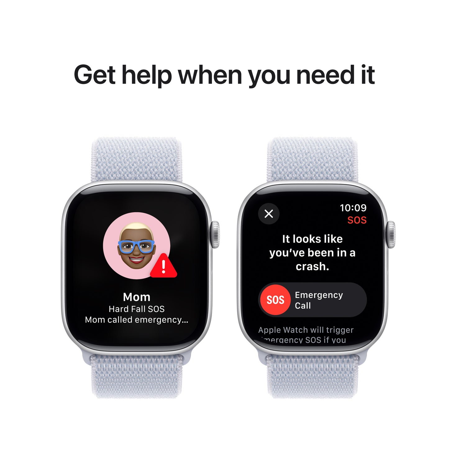 Apple Watch Series 10 • 46mm Silver • Boucle Sport Nuée bleue