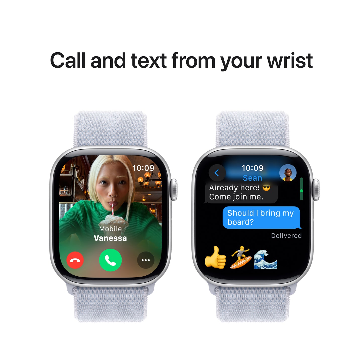 Apple Watch Series 10 • 46mm Silver • Boucle Sport Nuée bleue