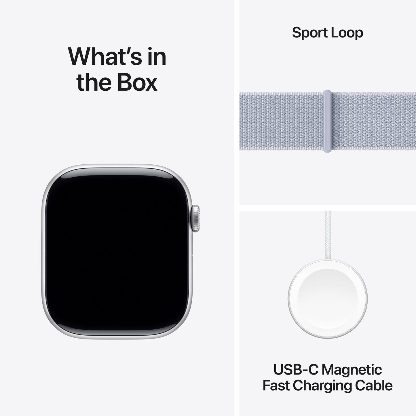 Apple Watch Series 10 • 46mm Silver • Boucle Sport Nuée bleue