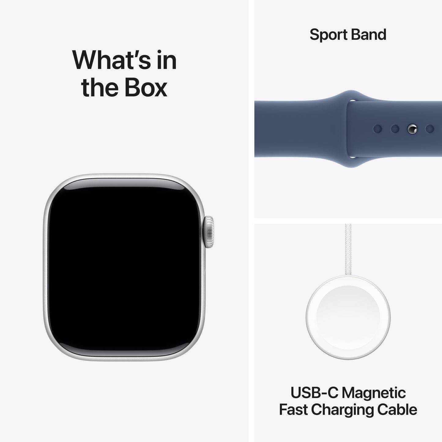 Apple Watch Series 10 • 42mm Argent • Bracelet Sport Denim • S/M