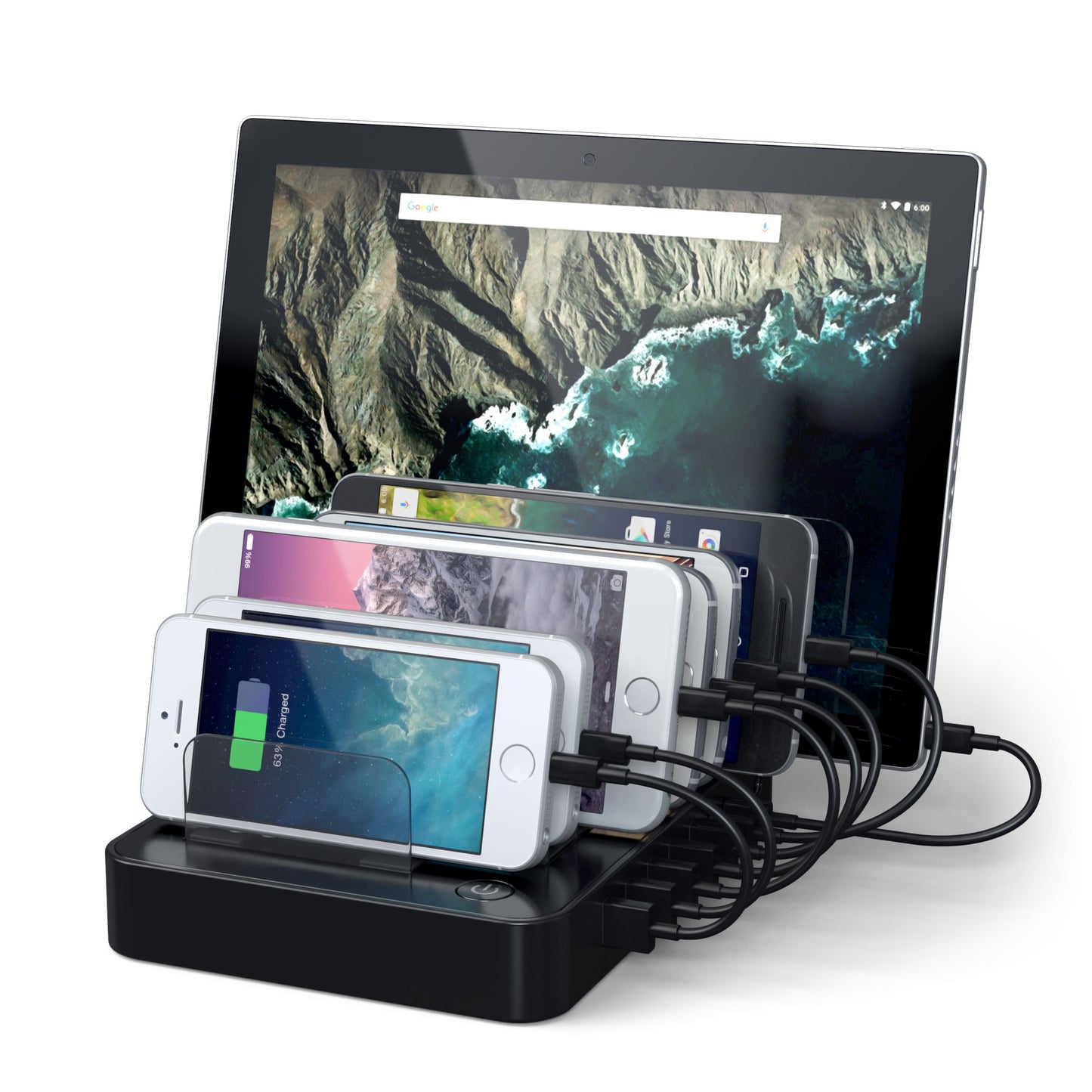 Station de recharge SATECHI pour appareils mobile - 7 Ports • Black