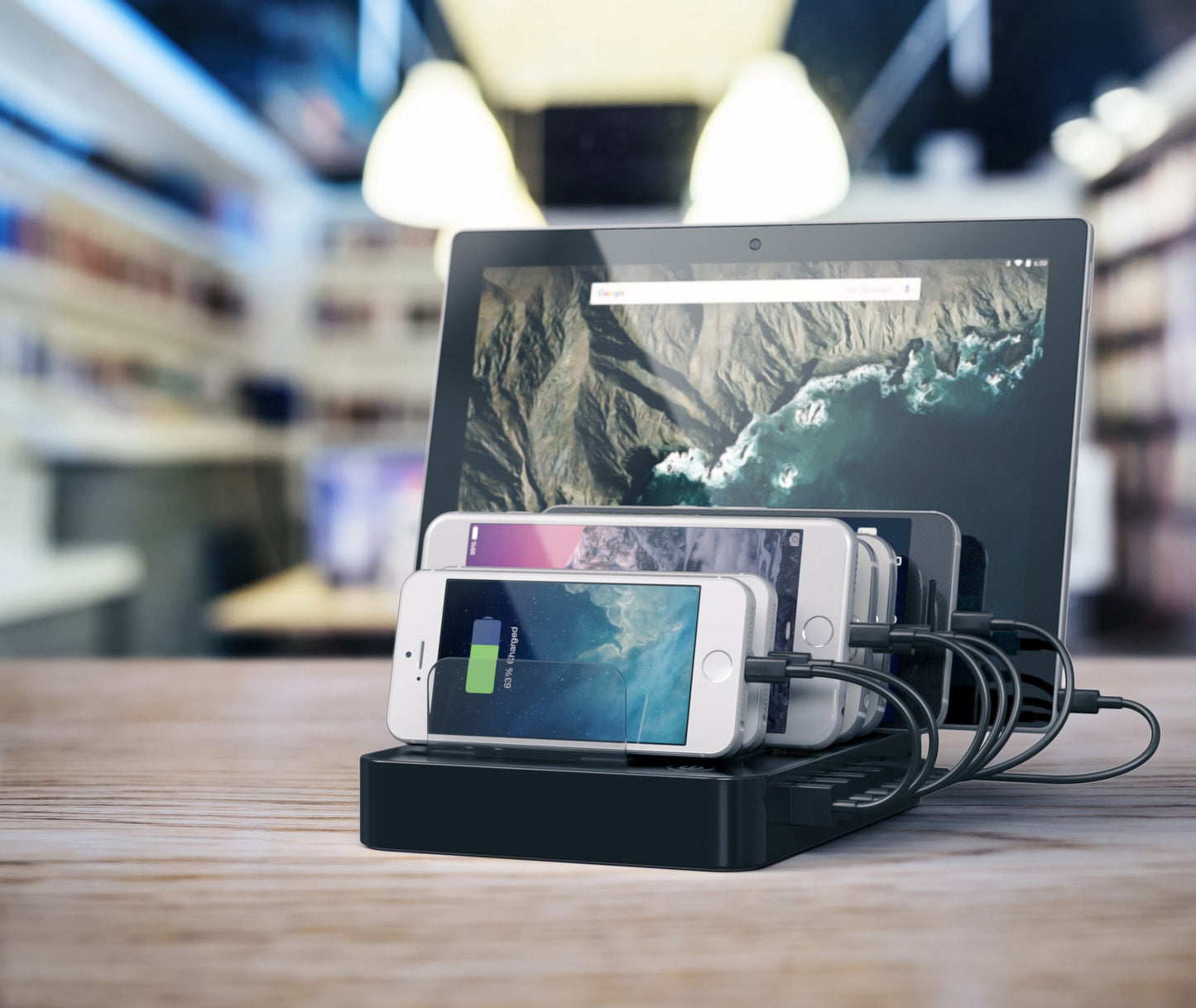 Station de recharge SATECHI pour appareils mobile - 7 Ports • Black