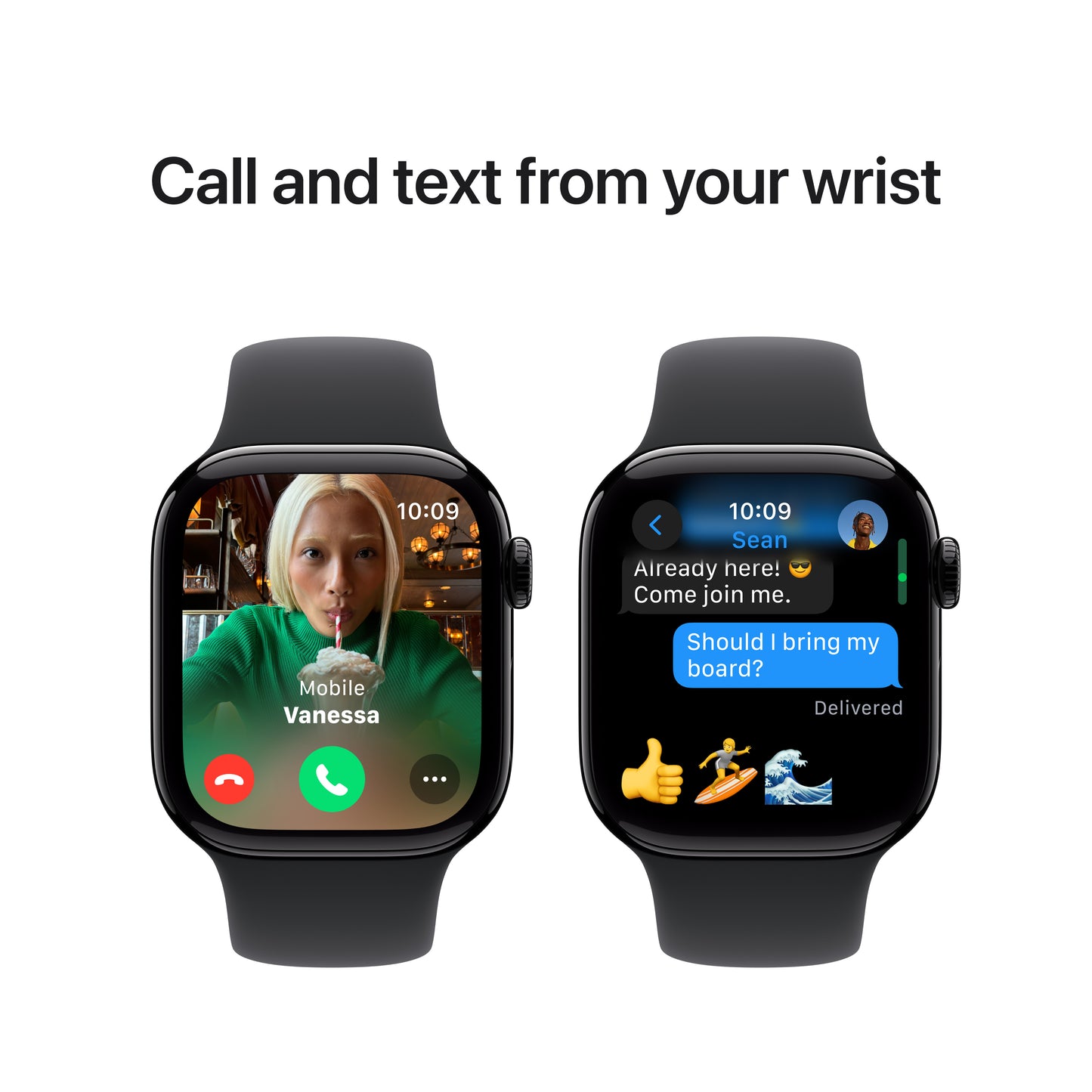 Apple Watch Series 10 • 42mm • Noir de jais • Bracelet Sport Noir • M/L