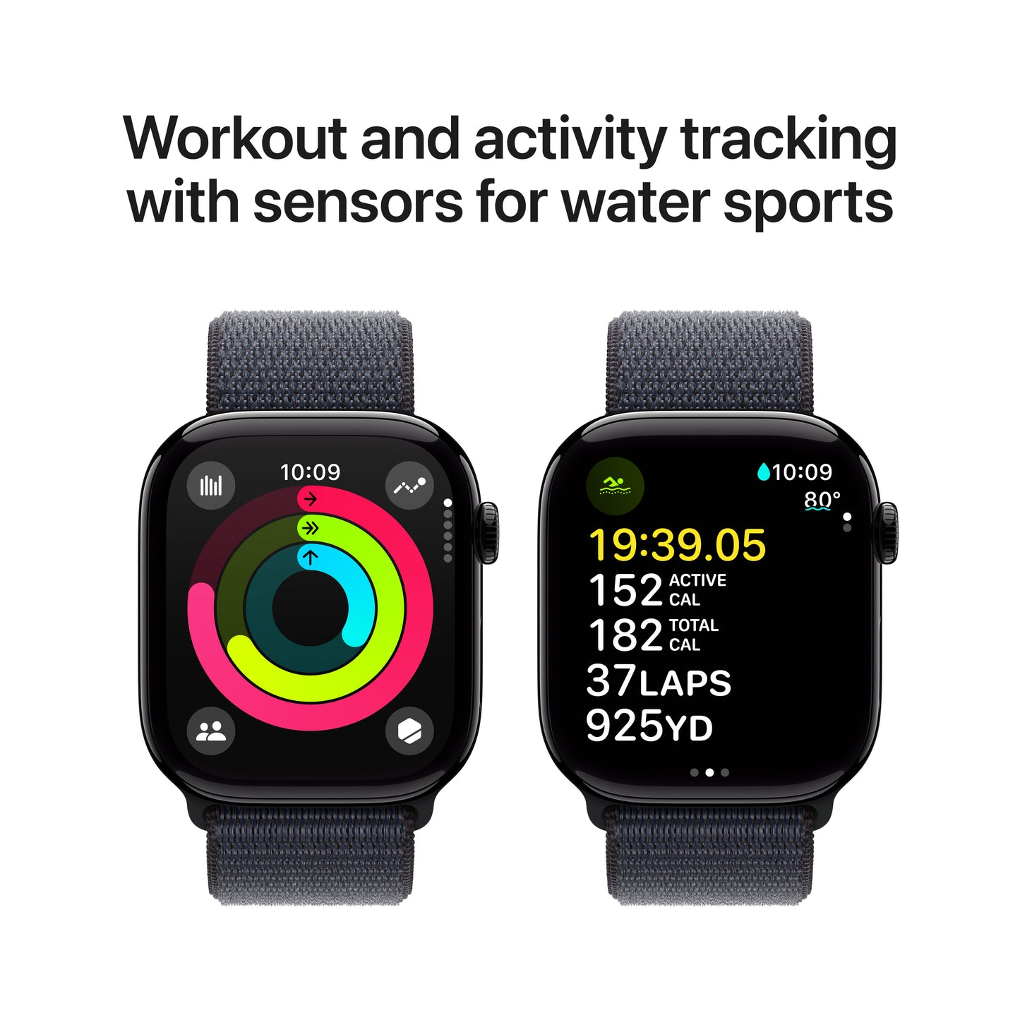 Apple Watch Series 10 • 46mm • Noir de jais • Boucle Encre Violette