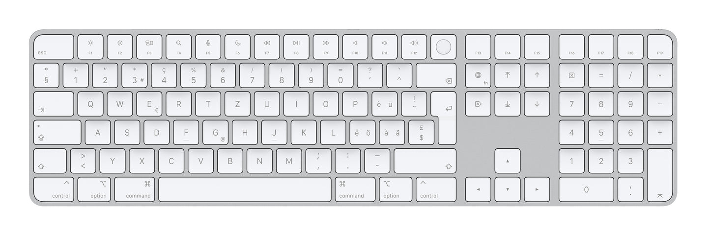 Apple Magic Keyboard Numérique avec Touch ID • Suisse-Français • Argent, Blanc