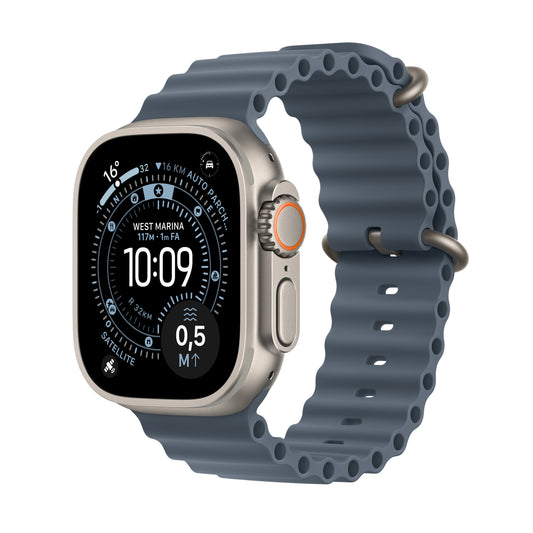 Apple • Apple Watch Ultra 3 • Titane naturel • Bracelet Ocean Bleu maritime