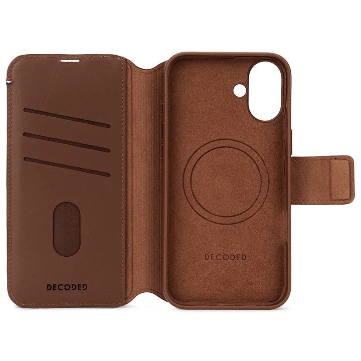 Decoded • Etui Portefeuille amovible pour iPhone 16 • Brun