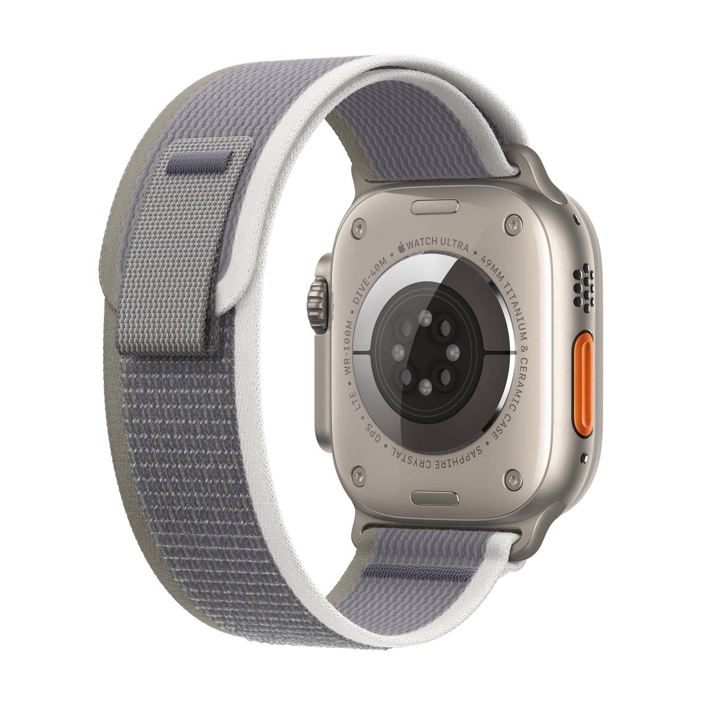Apple Watch Ultra 2 • Naturel • 49 mm • Bracelet Trail Vert / Gris • S/M