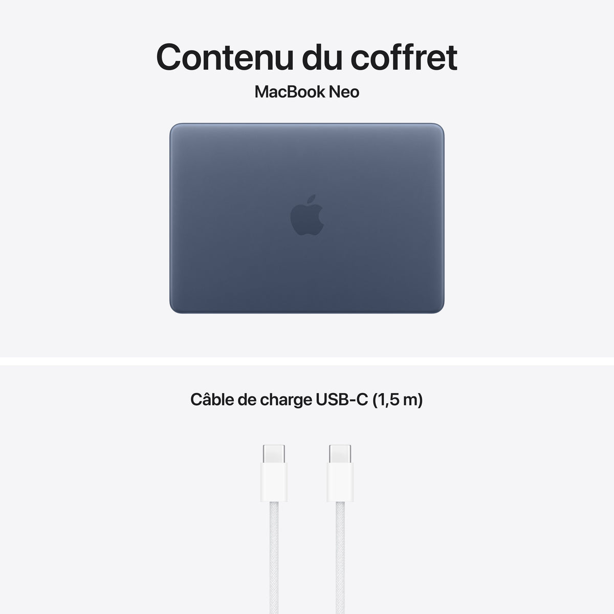 MacBook Neo 13 pouces: Puce Apple A18 Pro avec CPU 6 cœurs et GPU 5 cœurs, Magic Keyboard avec Touch ID, 512 Go SSD - Indigo