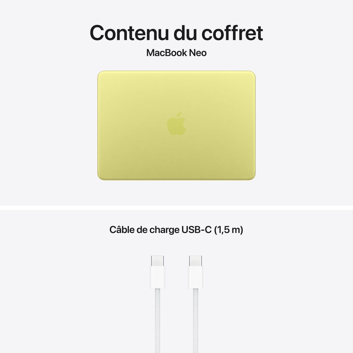 MacBook Neo 13 pouces: Puce Apple A18 Pro avec CPU 6 cœurs et GPU 5 cœurs, Magic Keyboard avec Touch ID, 512 Go SSD - Jaune agru