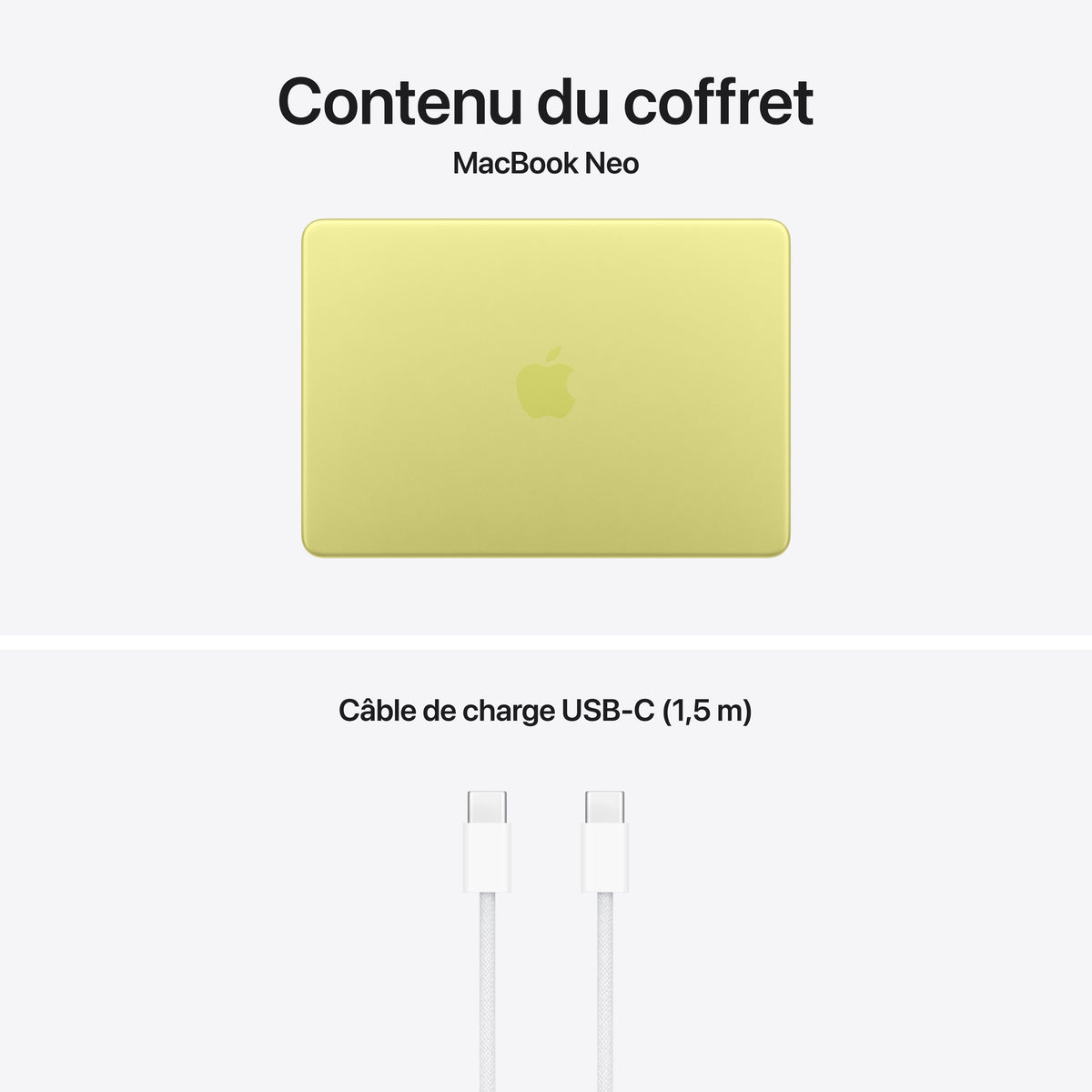 MacBook Neo 13 pouces: Puce Apple A18 Pro avec CPU 6 cœurs et GPU 5 cœurs, Magic Keyboard, 256 Go SSD - Jaune agrume