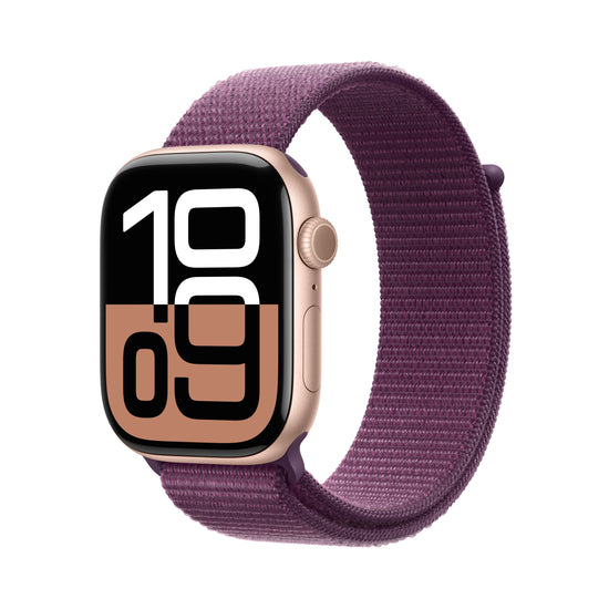Apple Watch Series 10 • 46mm Or Rose • Boucle Sport Prune