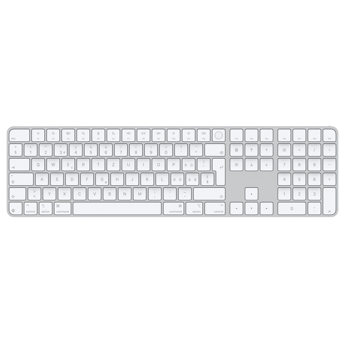 Magic Keyboard avec Touch ID et pavé numérique pour les Mac avec puce Apple - Suisse - Touches blanches