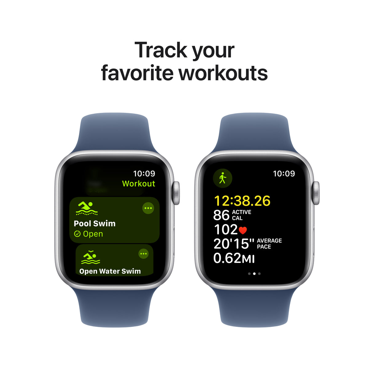 Apple Watch SE (2ème gén) • 44mm Argent • Bracelet Sport Denim M/L