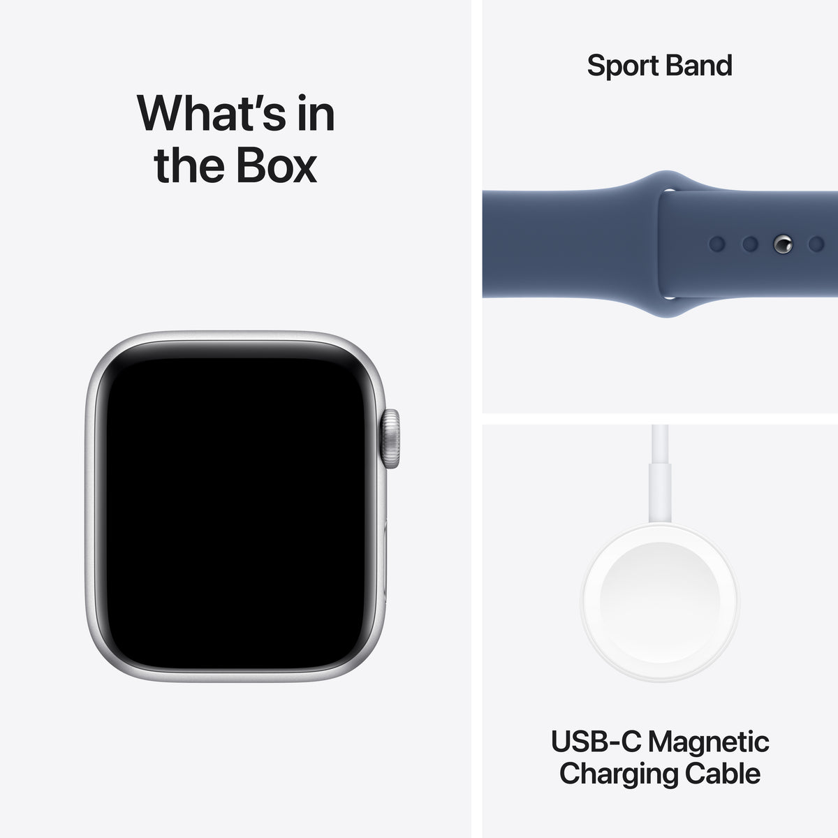 Apple Watch SE (2ème gén) • 44mm Argent • Bracelet Sport Denim M/L