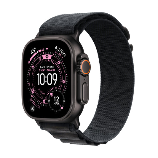 Apple • Apple Watch Ultra 3 • Titane noir • Bracelet Alpine Loop noir (M)