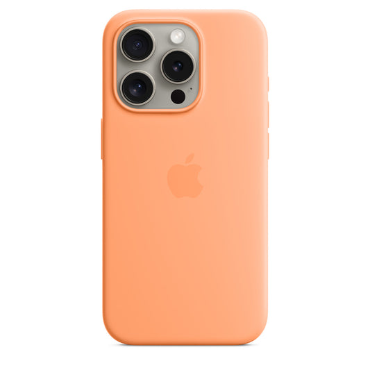 Apple • Coque en silicone avec MagSafe pour iPhone 15 Pro Max • Sorbet à l'orange