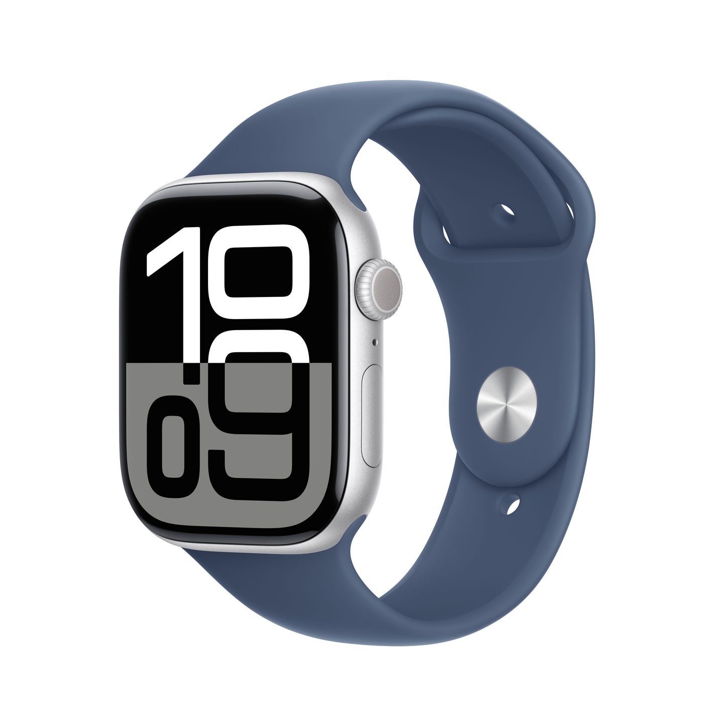 Apple Watch Series 10 • 46mm Argent • Bracelet Sport Denim • S/M