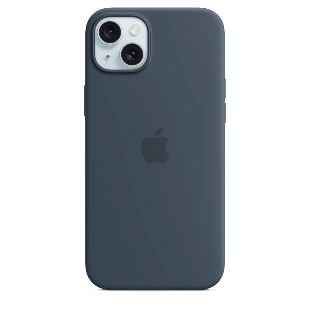 Apple • Coque en silicone avec MagSafe pour iPhone 15 Plus • Bleu Orage