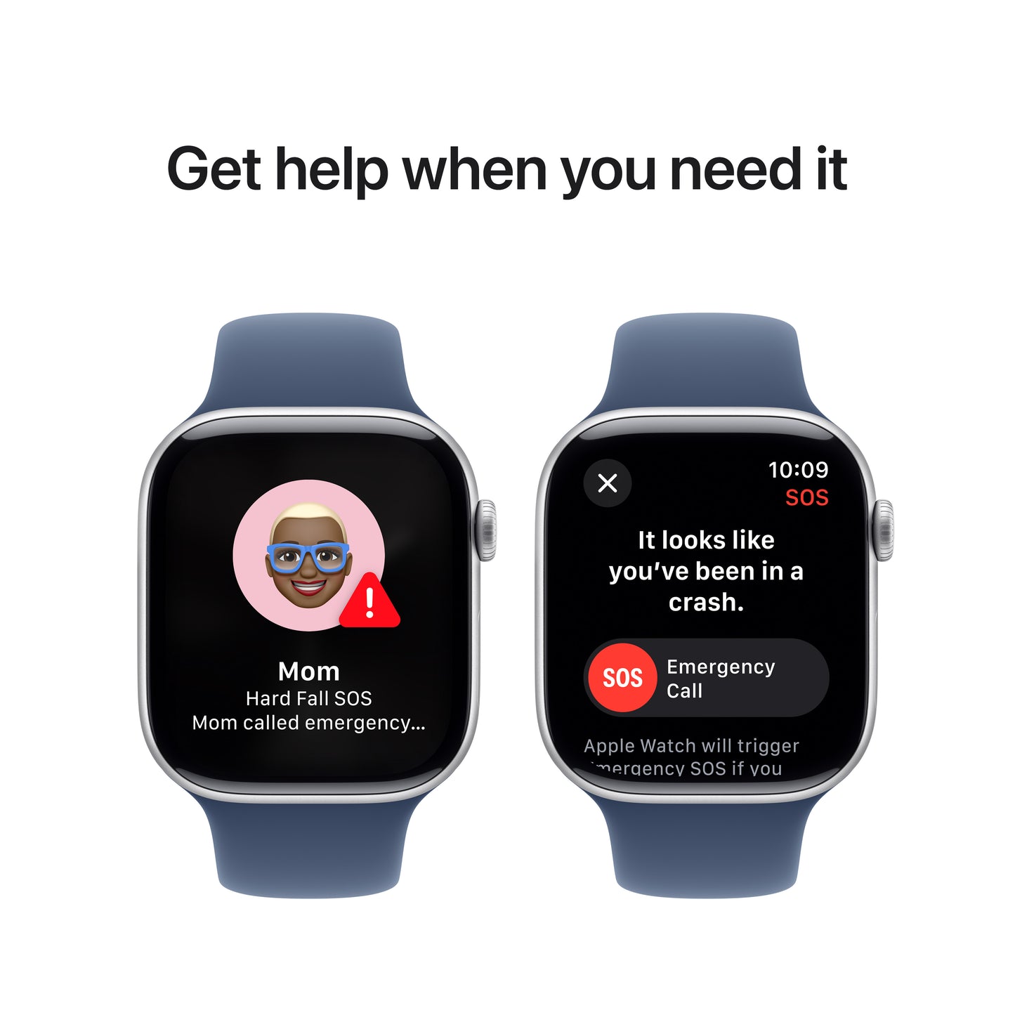 Apple Watch Series 10 • 46mm Argent • Bracelet Sport Denim • S/M