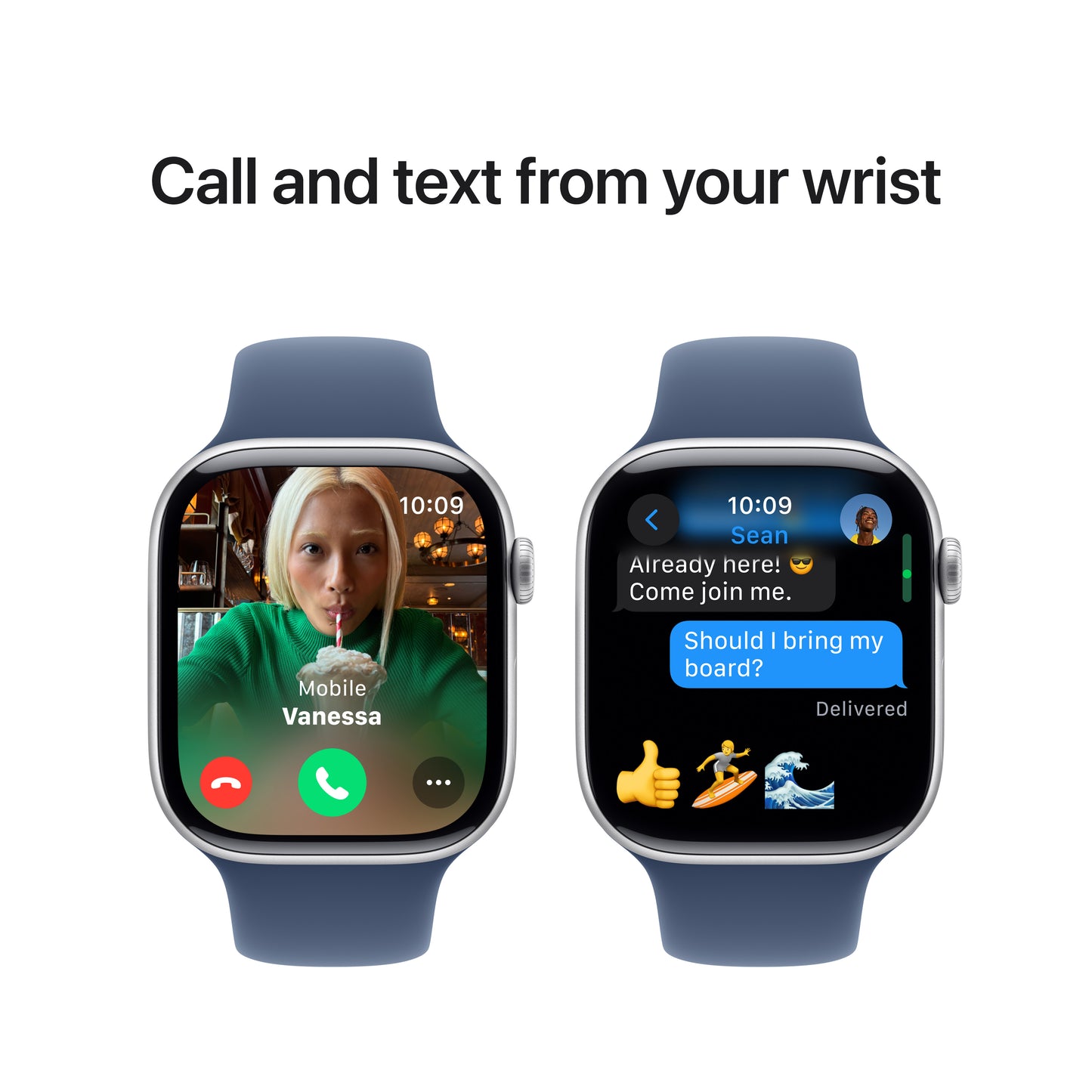 Apple Watch Series 10 • 46mm Argent • Bracelet Sport Denim • S/M