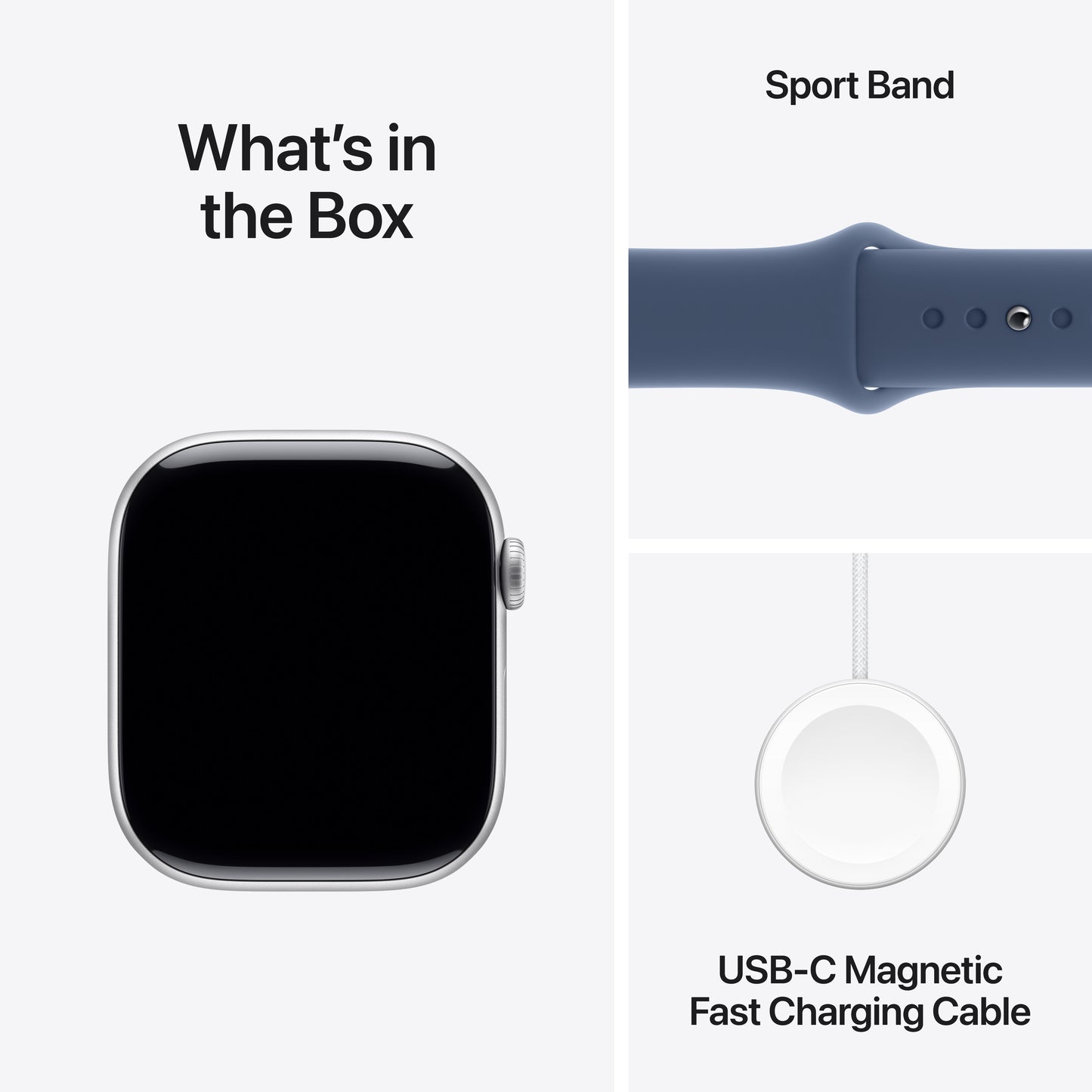 Apple Watch Series 10 • 46mm Argent • Bracelet Sport Denim • S/M